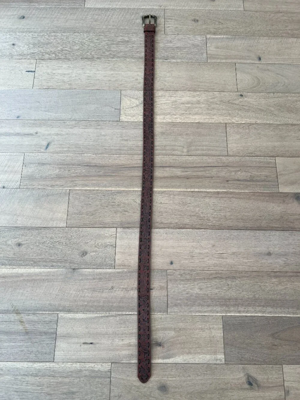 Patricia Nash Amelia Tooled Leather Belt - Brown - Size L (EUC)